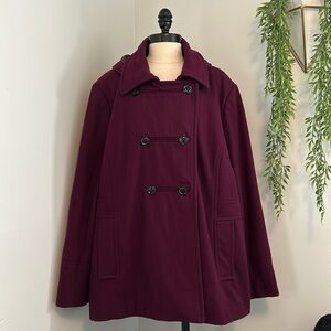 Apostrophe Burgundy Pea Coat